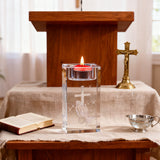 Jesus Crystal Engraved Candle Holder: Light & Faith in One