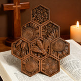 “Bee & Honeycomb” Hand-Carved Wood Wall Art – A Christian Symbol of Diligence & Divine Provision