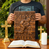 We Stand For The Flag, We Kneel For The Fallen -American soldier wood carving memorial icon