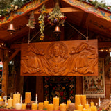 Trinity of Grace” Hand-Carved Jesus & Holy Spirit Wood Wall Art – 22.75