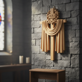 A Holy Testimony: Handcrafted Beechwood Crown of Thorns and Resurrection Shawl Cross