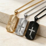 Sparkling Cross Pendant Necklace | Diamond-Set Stainless Steel Jewelry