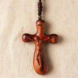 Bgcopper Rosewood Crucifix of Jesus' Passion (Necklace & Car Charm Options)