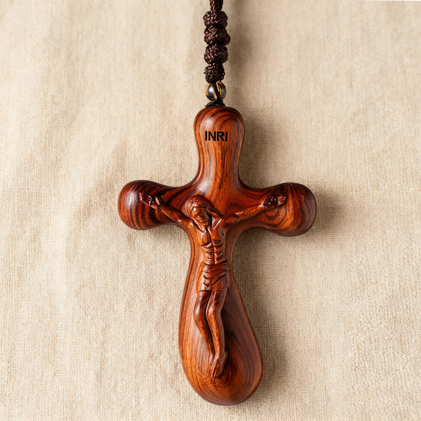 Bgcopper Rosewood Crucifix of Jesus' Passion (Necklace & Car Charm Options)