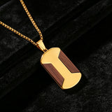Stainless Steel & Wood Dog Tag Necklace – Nature, Strength & Minimalist Elegance