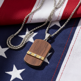 Stainless Steel & Wood Dog Tag Necklace – Nature, Strength & Minimalist Elegance