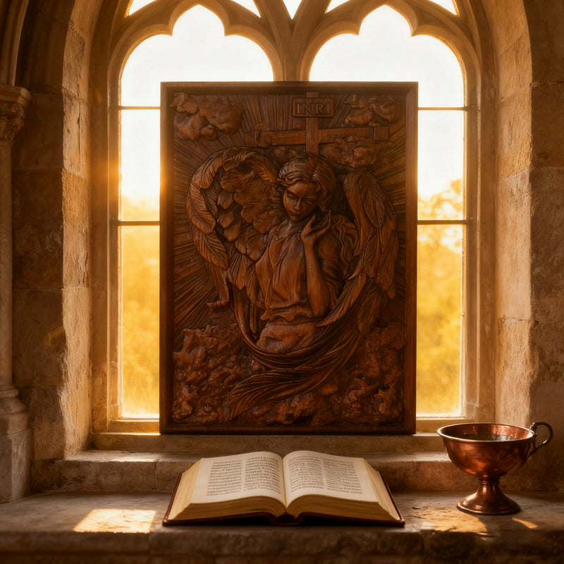 🌟 Archangel Chamuel Wood Carving – Angel of Peaceful Relationships 🌟