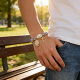 8mm Blue Floral Bead Our Lady Bracelet: Wearable Grace on Your Wrist