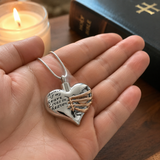 A Piece of My Heart Lives in Heaven Memorial Cremation Necklace - side view