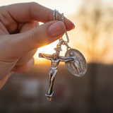 Jesus Cross and Virgin Mary Combination Necklace Pendant