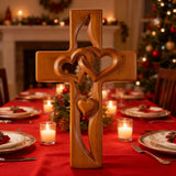 50% Off Today!Interwoven Hearts Wood Cross - A God-Centered Symbol for Marriage & Anniversaries