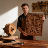 Handcarved Beechwood Crucifix Relief — Let His Sacrifice Settle Into Your Days