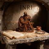 Michelangelo's Madonna and Child of Mercy Wooden Tabletop Arrangement