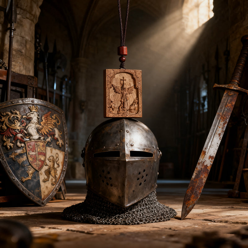 Square Archangel Michael Wooden Pendant