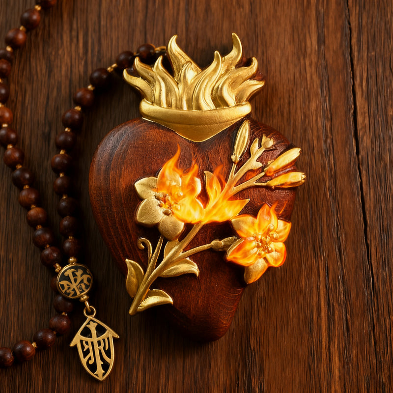 Holy Family Three Sacred Hearts Wooden Wall Decoration