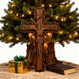 Hand-Carved White Ash Wood Cross - Sacred Christian Home Altar Decor for Christmas & Spiritual Gifting