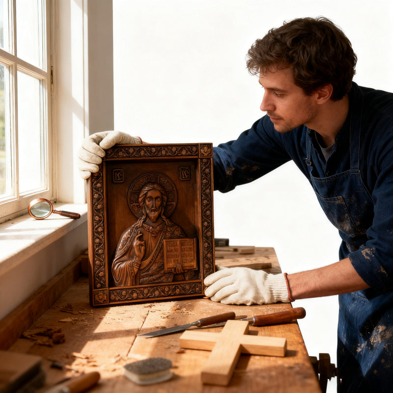 Jesus Christ Pantocrator Wood Carving