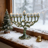 Vintage Vine & Flower 9-Branch Jewish Menorah