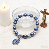 Our Lady of Mary Pendant Royal Blue Pearl Rosary Bracelet: A Wrist-Worn Reminder of Grace