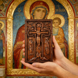 Hand-Carved Crucifix Wood Plaque: A Sacred Tribute to Redemption
