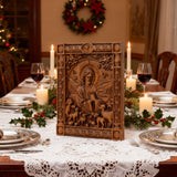 The Good Shepherd Beechwood Icon – Hand-Carved Christian Home Decor | Christ the Shepherd Wall Art