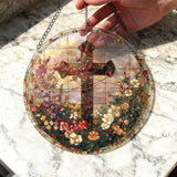 Stained Glass Cross Acrylic Suncatcher: A Christian Symbol of Beauty & Redemption