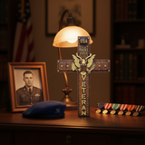 Hand-Carved Beechwood Veteran Cross Wall Plaque | USA Eagle | Proudly Served | Military Gift