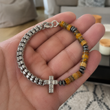 Men's Tiger Eye Cross Bracelet