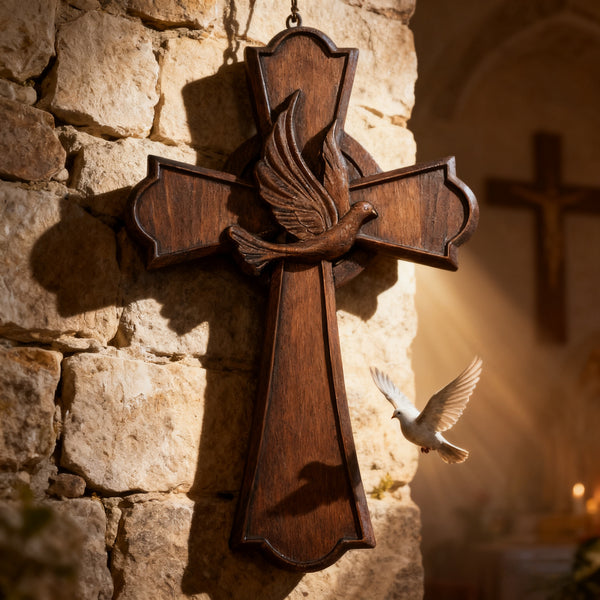 Holy Spirit Dove Wooden Cross: A Symbol of the Spirit’s Presence & Guidance
