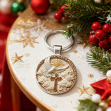 "Divine Blessing" Silver Dove & Cross Keychain – A Symbol of Faith, Peace, and God's Grace