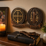 St. Benedict's Exorcism Medal Christian Wall Plaque - Best Christmas Gift - side view