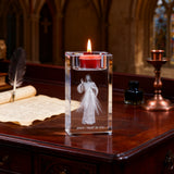 Jesus Crystal Engraved Candle Holder: Light & Faith in One
