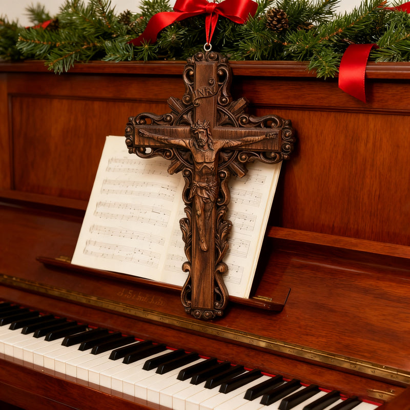 Hand-Carved White Ash Wood Cross - Sacred Christian Home Altar Decor for Christmas & Spiritual Gifting