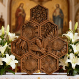 “Bee & Honeycomb” Hand-Carved Wood Wall Art – A Christian Symbol of Diligence & Divine Provision