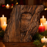 Hand-Carved Owl Tree Wood Art: A Christian Symbol of Wisdom & Divine Awareness