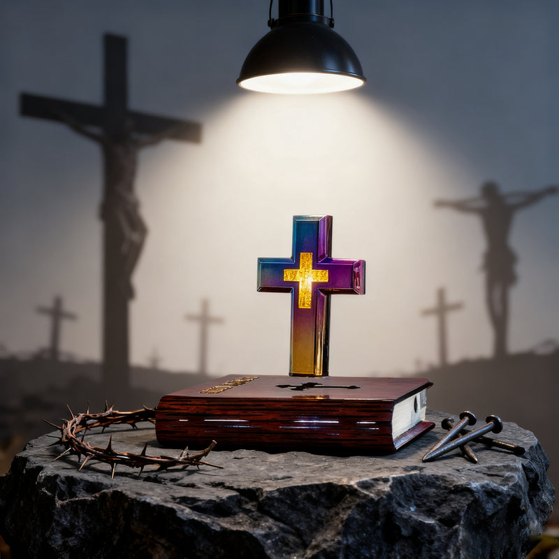 Floating Cross Bible LED Lamp: Suspended Faith, Illuminated Grace
