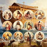 500PCS Original Bible-Inspired Motivational Stickers Roll: Cross-Border Decorative Adhesive Seals for Journals & Crafts