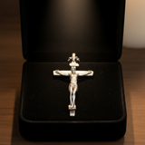 S925K Sandblasted Silver Jesus Crucifix Pendant