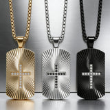 Sparkling Cross Pendant Necklace | Diamond-Set Stainless Steel Jewelry