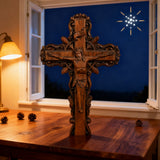 Hand-Carved White Ash Wood Cross - Sacred Christian Home Altar Decor for Christmas & Spiritual Gifting