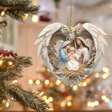 Nativity Scene Heart Angel Acrylic Ornament