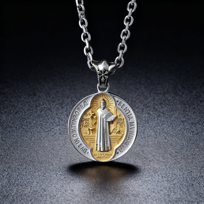 St. Benedict Home Blessing Titanium Steel Pendant
