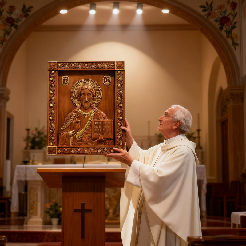 Jesus Christ Pantocrator Wood Carving