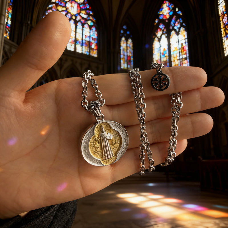 St. Benedict Home Blessing Titanium Steel Pendant