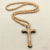 8mm Wooden Bead Rosary Necklace | Catholic Devotional Jewelry