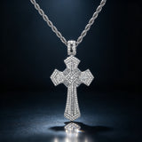 Iced Baguette & Round CZ Cross Pendant Necklace – Faith, Luxury & Statement Style