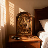 【Holy Trinity Wood Carving】Handcrafted Beech Wood Icon Three Graces Colorway Home Prayer Altar Spiritual Gift