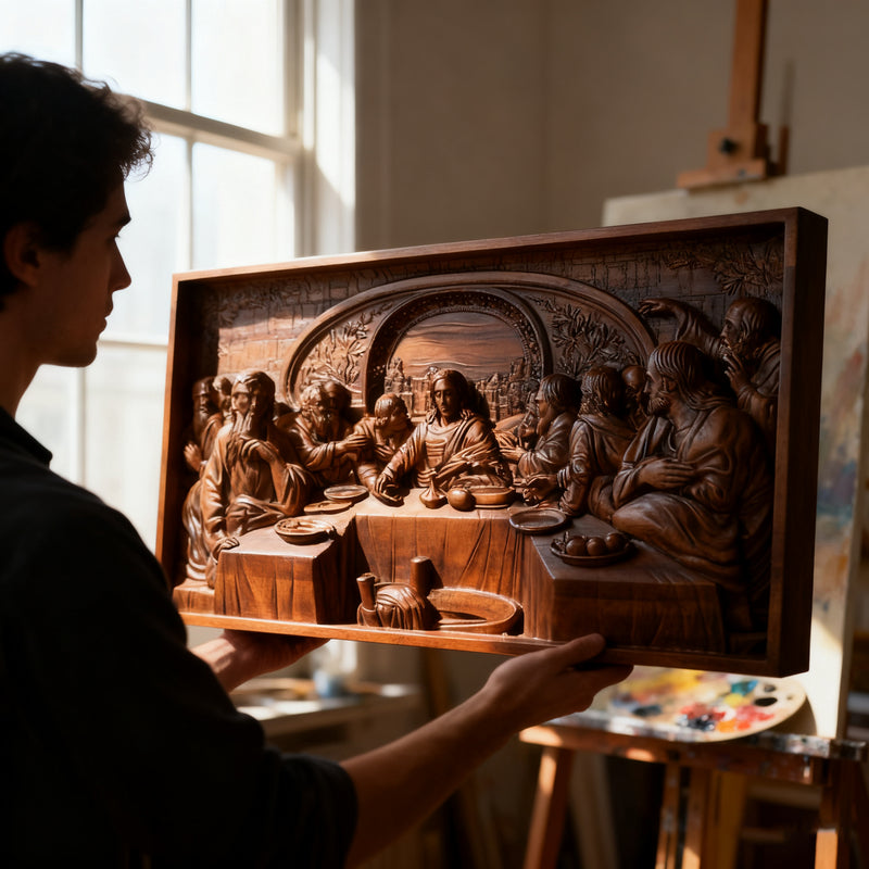Last Supper Religious Carving Icons Personalized Gifts Wood Carving Religious Wood Wall Art