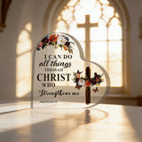 Heart-Shaped Cross Acrylic Decor: A Daily Reminder of Strength in Faith for Christian prayer and meaningful gifting
