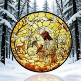 Jesus & Creation Stained Glass Suncatcher: Light, Faith, and the Beauty of God’s World
